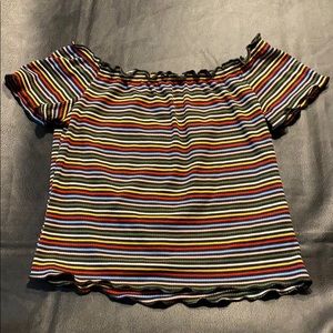 Off shoulder rainbow crop top
